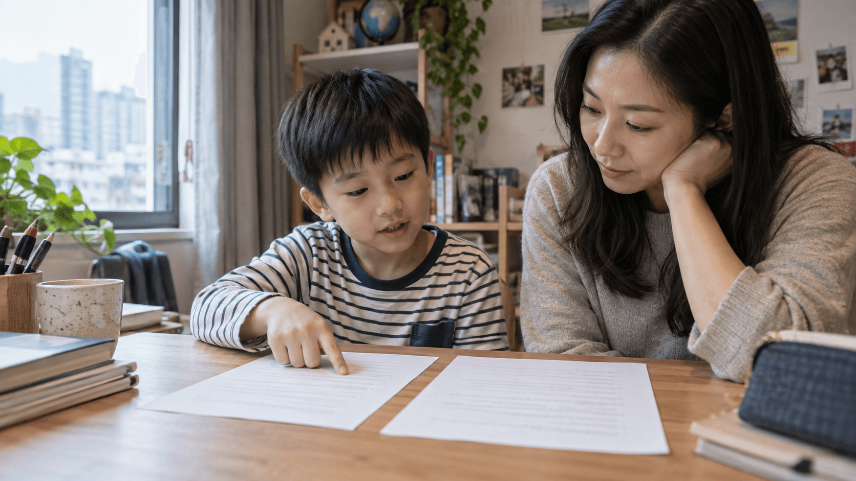 示意圖:孩子與家長比較兩次真實交流任務中的語言表達